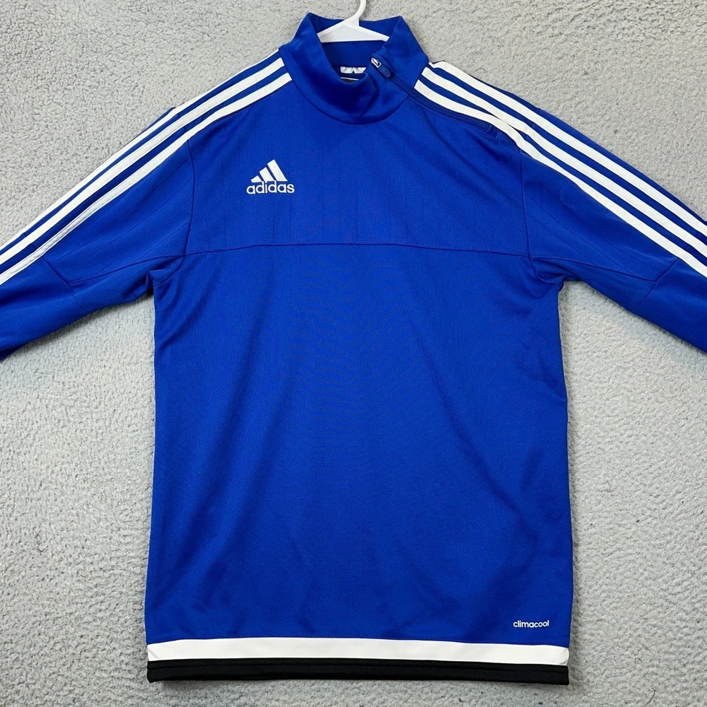 Adidas Pullover Jacket Mens Small Climacool Training Top Blue 3-Stripe Athletic